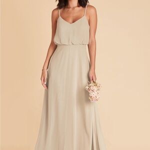 Birdy Grey Women's Gwennie Maxi Dress Medium Taupe Chiffon Bridesmaid Prom